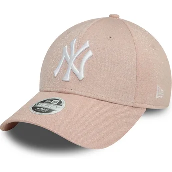 New Era New York Yankees MLB 9FORTY Glitter rosa justerbar böjd keps för kvinnor