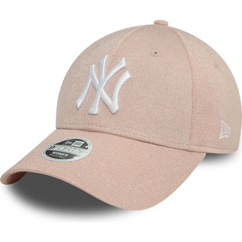 petten-gebogen-roze-verstelbaar-9forty-glitter-van-new-york-yankees-mlb-van-new-era