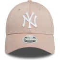 justerbar-lyserod-kurvet-kasket-til-kvinder-9forty-glitter-fra-new-york-yankees-mlb-fra-new-era