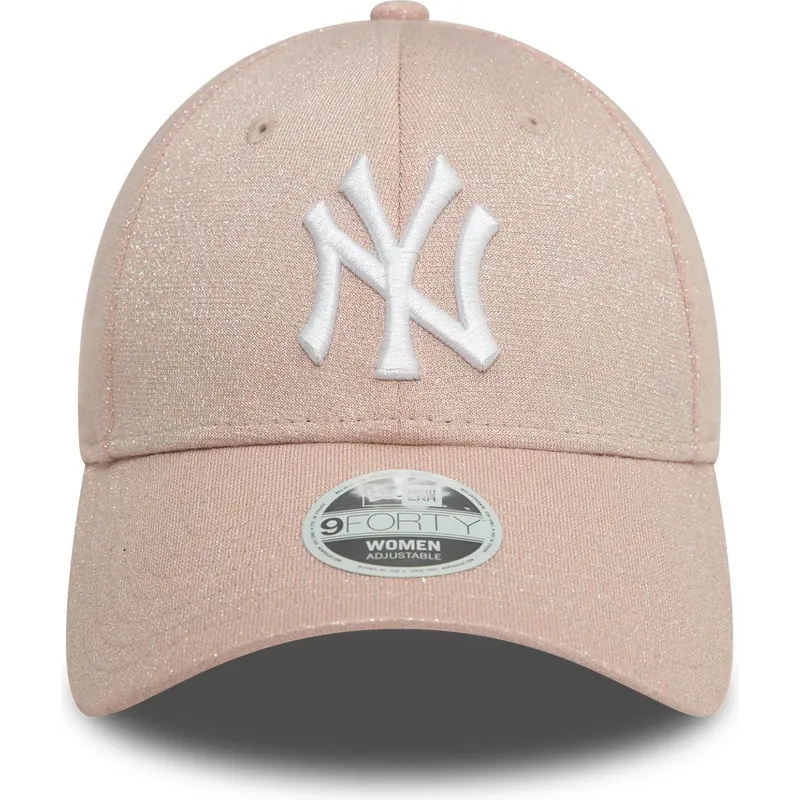 petten-gebogen-roze-verstelbaar-9forty-glitter-van-new-york-yankees-mlb-van-new-era