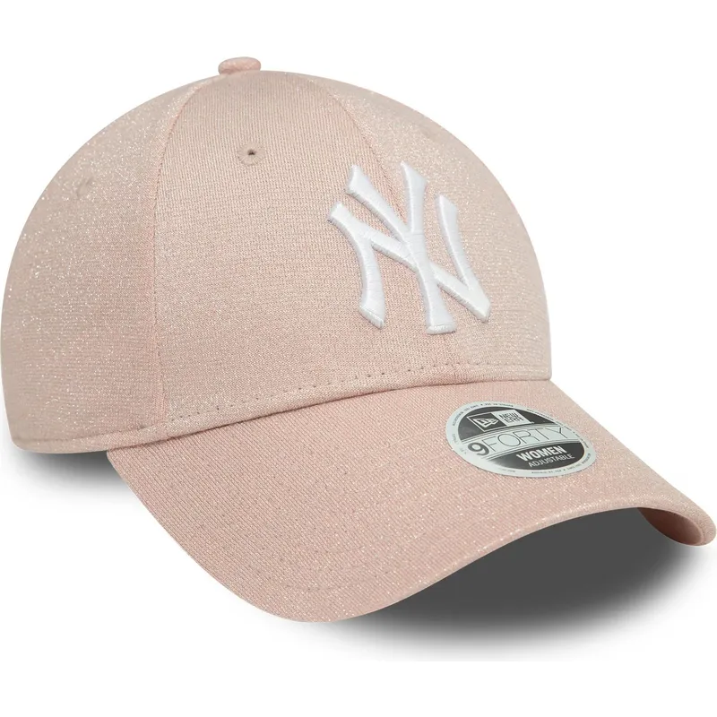 petten-gebogen-roze-verstelbaar-9forty-glitter-van-new-york-yankees-mlb-van-new-era
