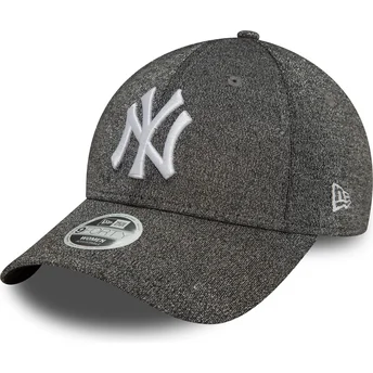 Gorra curva negra ajustable para mujer 9FORTY Glitter de New York Yankees MLB de New Era