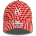 cappellino-curvo-rosa-regolabile-da-donna-9forty-houndstooth-dei-new-york-yankees-mlb-di-new-era