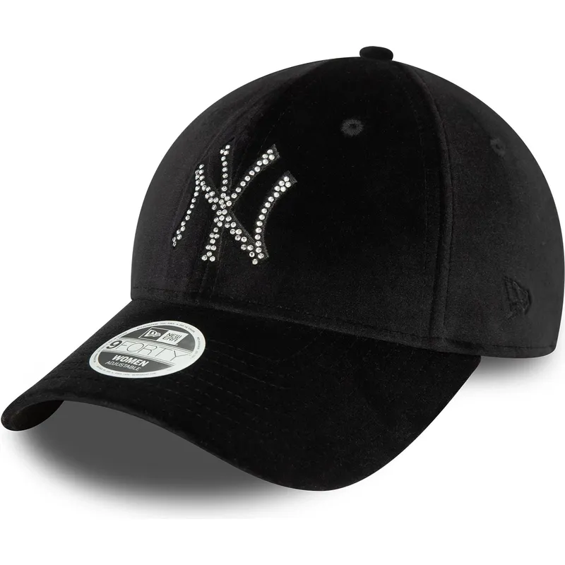New Era Curved Brim Women 9FORTY Velour Diamante New York Yankees