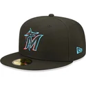 petten-plat-zwart-fitted-59fifty-ac-perf-van-miami-marlins-mlb-van-new-era