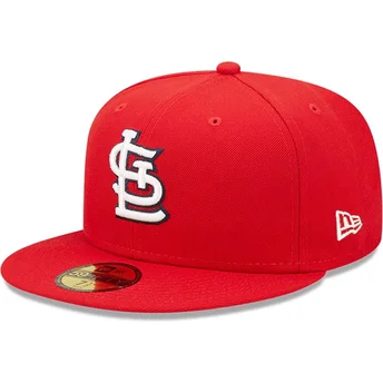Cappellino piatto rosso aderente 59FIFTY AC Perf dei St. Louis Cardinals MLB di New Era