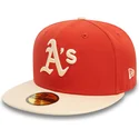 gorra-plana-naranja-y-beige-ajustada-59fifty-side-patch-de-oakland-athletics-mlb-de-new-era