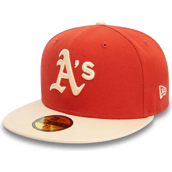 Gorra plana naranja y beige ajustada 59FIFTY Side Patch de Oakland Athletics MLB de New Era