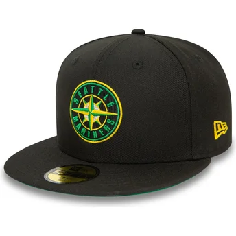 Gorra plana negra ajustada 59FIFTY Coop de Seattle Mariners MLB de New Era