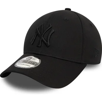 Gorra curva negra ajustada con logo negro 39THIRTY Monochrome de New York Yankees MLB de New Era