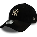 cappellino-curvo-nero-regolabile-da-donna-con-logo-beige-9forty-cord-dei-new-york-yankees-mlb-di-new-era