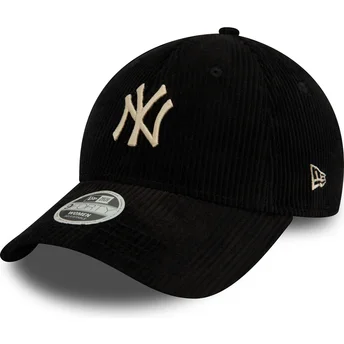 New Era New York Yankees MLB 9FORTY Cord svart justerbar damkeps med beige logotyp