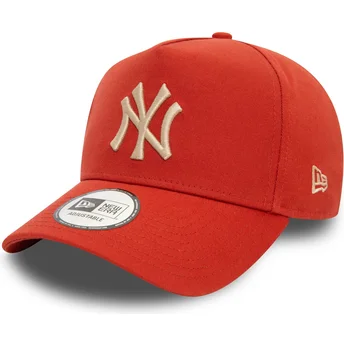 New Era Curved Brim 9FORTY E Frame League Essential New York Yankees MLB Orange Snapback Cap with Beige Logo