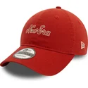 new-era-curved-brim-9twenty-heritage-script-orange-adjustable-cap