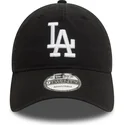 sort-justerbar-9twenty-washed-kasket-med-buet-skygge-fra-los-angeles-dodgers-mlb-fra-new-era
