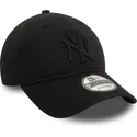 schwarze-verstellbare-kappe-mit-gebogenem-schirm-und-schwarzem-logo-9twenty-washed-der-new-york-yankees-mlb-von-new-era