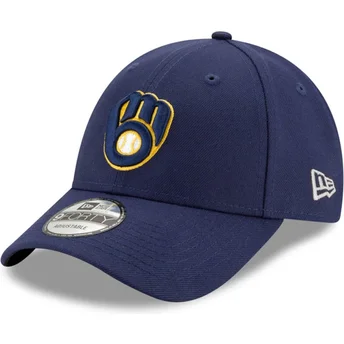 Gorra curva azul marino ajustable 9FORTY The League de Milwaukee Brewers MLB de New Era