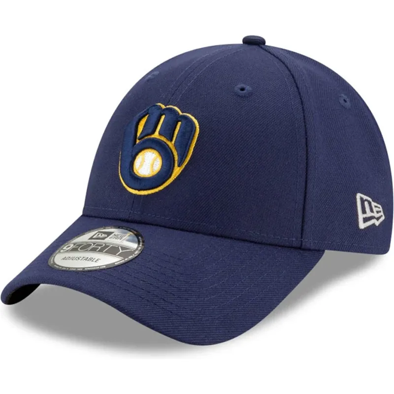 marineblaue-verstellbare-curved-cap-9forty-the-league-der-milwaukee-brewers-mlb-von-new-era