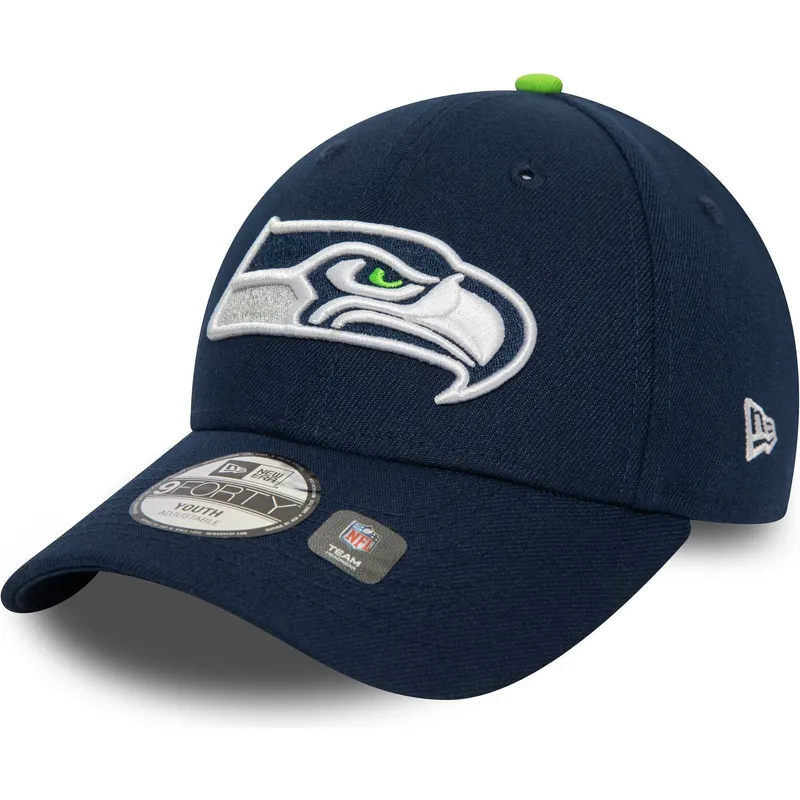 marineblaue-gebogene-verstellbare-kinderkappe-9forty-the-league-der-seattle-seahawks-nfl-von-new-era