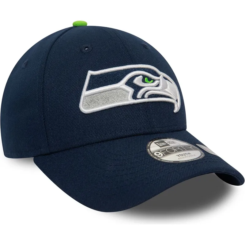 marineblaue-gebogene-verstellbare-kinderkappe-9forty-the-league-der-seattle-seahawks-nfl-von-new-era