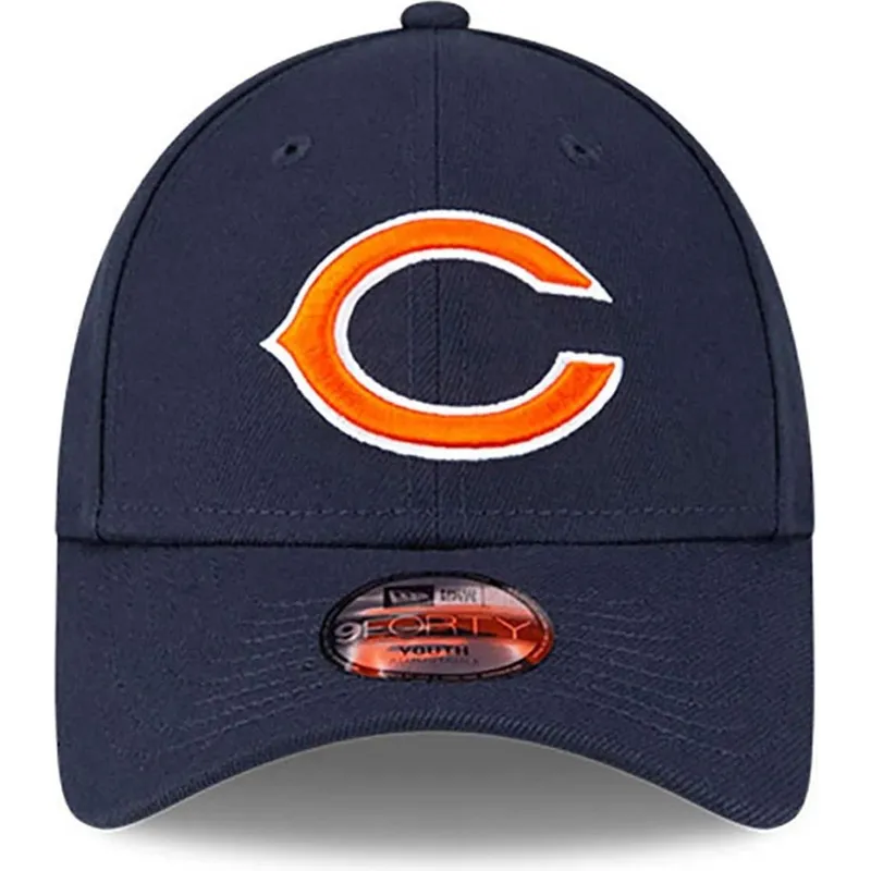 marineblaue-gebogene-verstellbare-kappe-fur-kinder-9forty-the-league-chicago-bears-nfl-von-new-era
