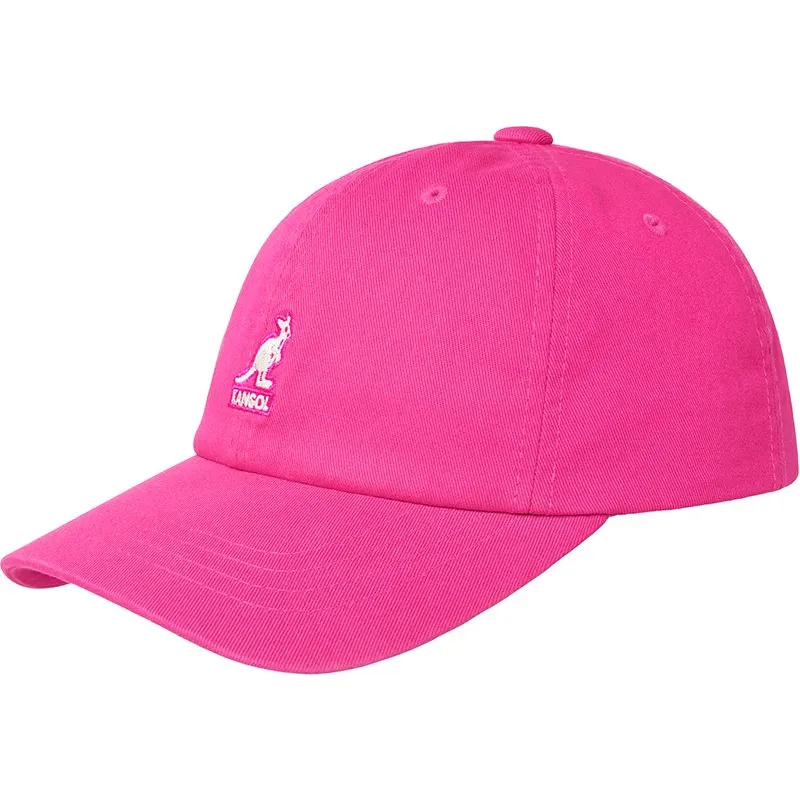 kangol-curved-brim-washed-baseball-electric-pink-adjustable-cap