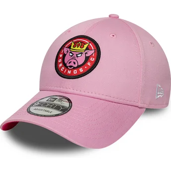 Gorra curva rosa ajustable 9FORTY Core de Porcinos FC Kings League de New Era