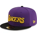 casquette-plate-violette-et-noire-ajustee-59fifty-statement-los-angeles-lakers-nba-new-era