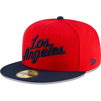 Gorra plana roja y azul marino ajustada 59FIFTY Statement de Los Angeles Clippers NBA de New Era