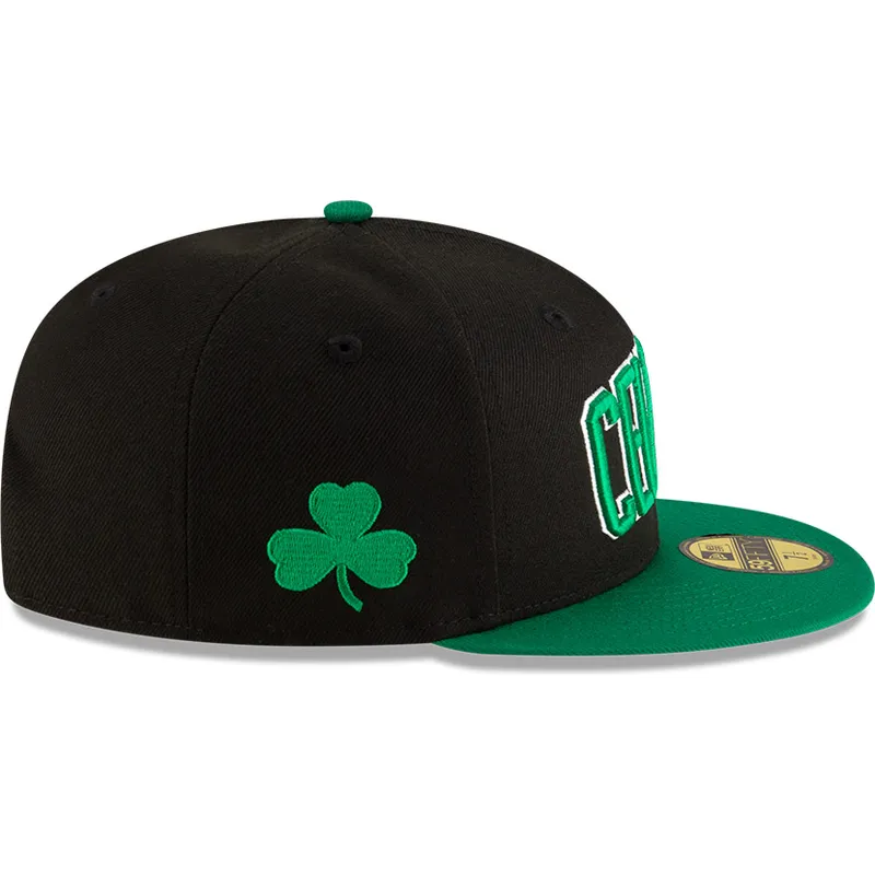 sort-og-gron-fitted-flat-cap-59fifty-statement-fra-boston-celtics-nba-af-new-era