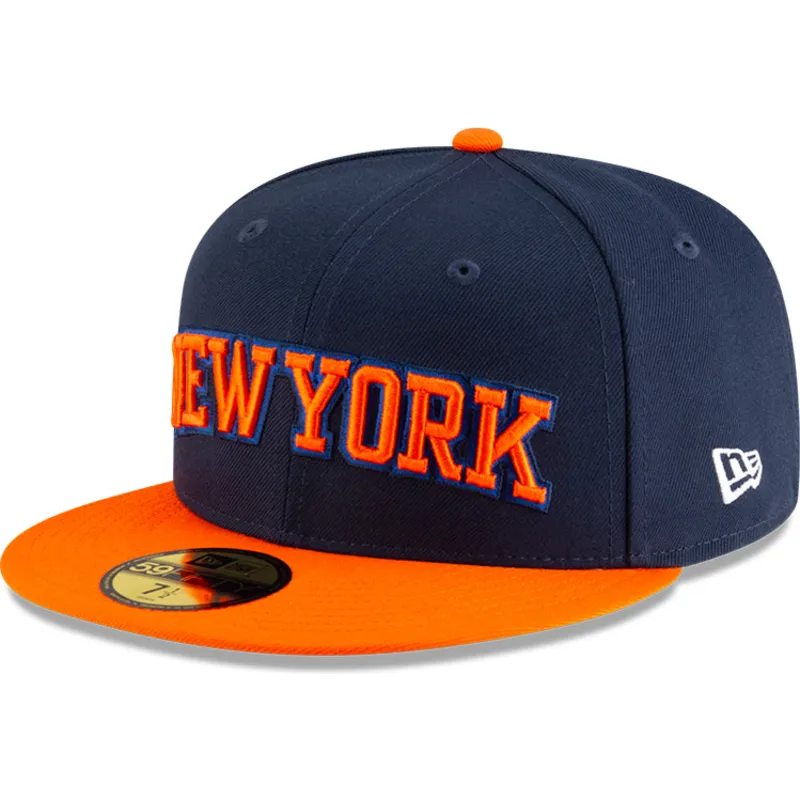 flad-kasket-marinebla-og-orange-fitted-59fifty-statement-fra-new-york-knicks-nba-fra-new-era