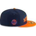 marineblaue-und-orangefarbene-anliegende-flat-cap-59fifty-statement-der-new-york-knicks-nba-von-new-era