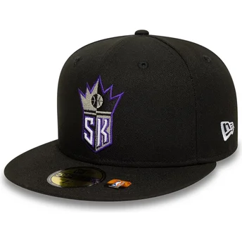Petten plat zwart fitted 59FIFTY Classic van Sacramento Kings NBA van New Era