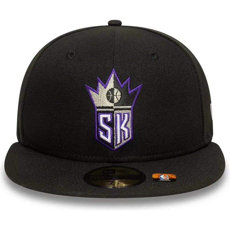 cappello-piatto-nero-aderente-59fifty-classic-dei-sacramento-kings-nba-di-new-era