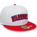 casquette-plate-blanche-et-rouge-ajustee-59fifty-classic-golden-state-warriors-nba-new-era