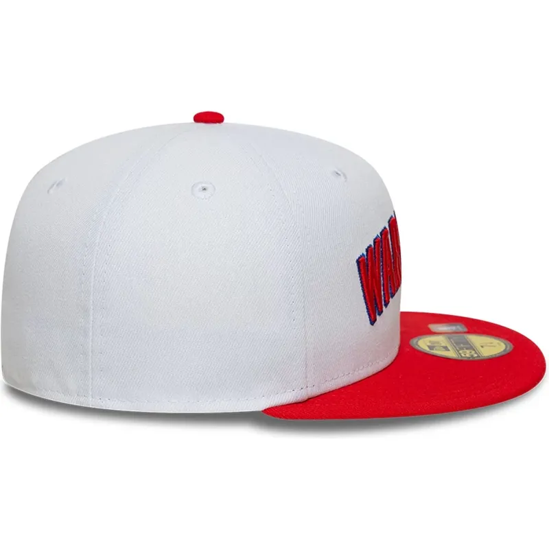 cappello-piatto-bianco-e-rosso-aderente-59fifty-classic-di-golden-state-warriors-nba-di-new-era