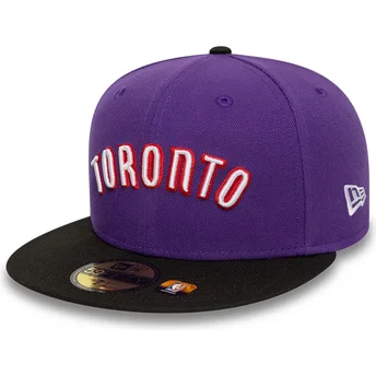 Petten plat paars fitted 59FIFTY Classic van Toronto Raptors NBA van New Era