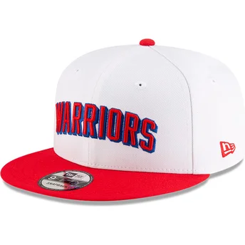 New Era Flat Brim 9FIFTY Classic Golden State Warriors NBA White and Red Snapback Cap