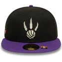 casquette-plate-noire-et-violette-ajustee-59fifty-classic-toronto-raptors-nba-new-era