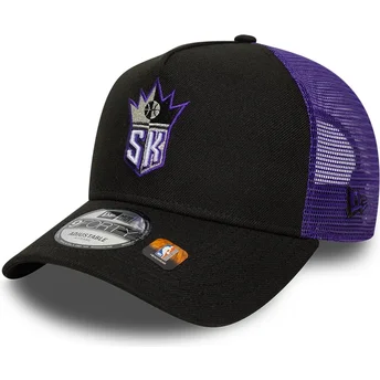 Gorra trucker negra y violeta A Frame Classic de Sacramento Kings NBA de New Era