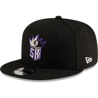 Casquette plate noire snapback 9FIFTY Classic Sacramento Kings NBA New Era