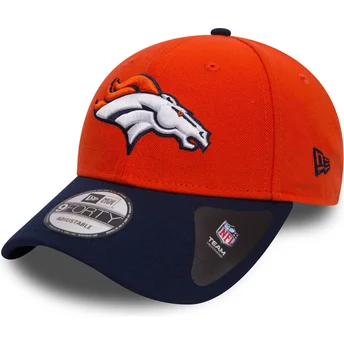 Cappellino visiera curva arancione e blu marino regolabile 9FORTY The League di Denver Broncos NFL di New Era