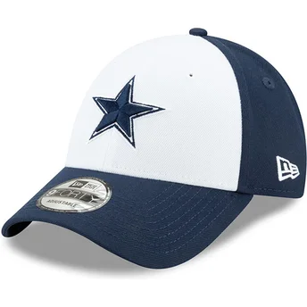 cappellino-visiera-curva-bianco-e-blu-marino-regolabile-9forty-the-league-di-dallas-cowboys-nfl-di-new-era