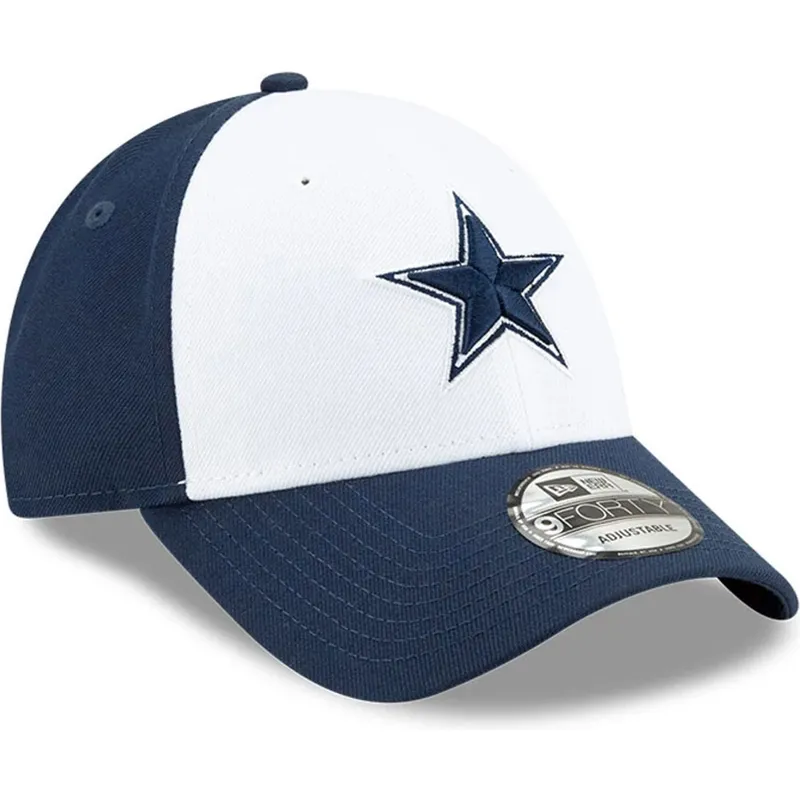 hvid-og-marinebla-justerbar-kurvet-kasket-9forty-the-league-fra-dallas-cowboys-nfl-fra-new-era