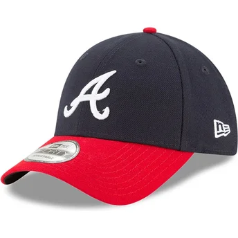 Gorra curva azul marino y roja ajustable 9FORTY The League de Atlanta Braves MLB de New Era