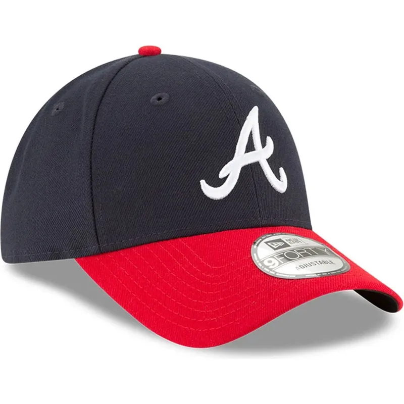 justerbar-marinebla-og-rod-kurvet-kasket-9forty-the-league-fra-atlanta-braves-mlb-fra-new-era
