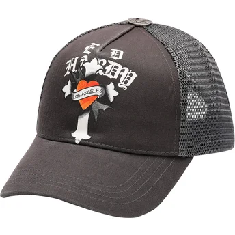 Petten gebogen zwart snapback Los Angeles Cross van Ed Hardy