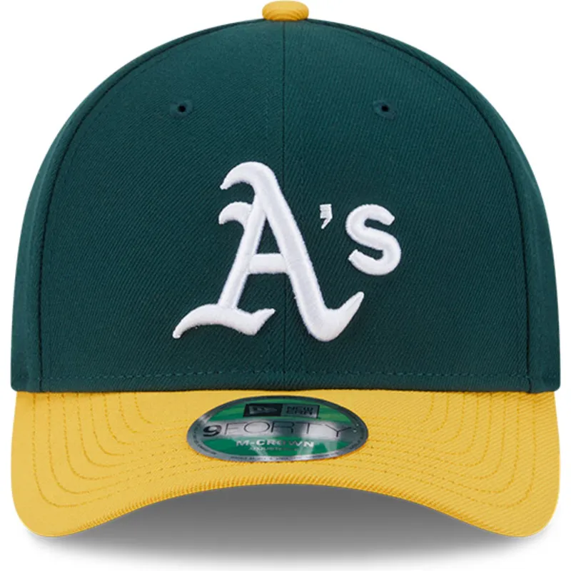 cappellino-con-visiera-curva-verde-e-giallo-snapback-9forty-m-crown-player-replica-di-oakland-athletics-mlb-di-new-era