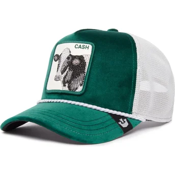 Gorra trucker verde e bianca mucca Cash Emerald Cow The Farm Jewel Tones di Goorin Bros.