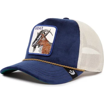 Gorra trucker azul y blanca cabra Sapphire Goat The Farm Jewel Tones de Goorin Bros.